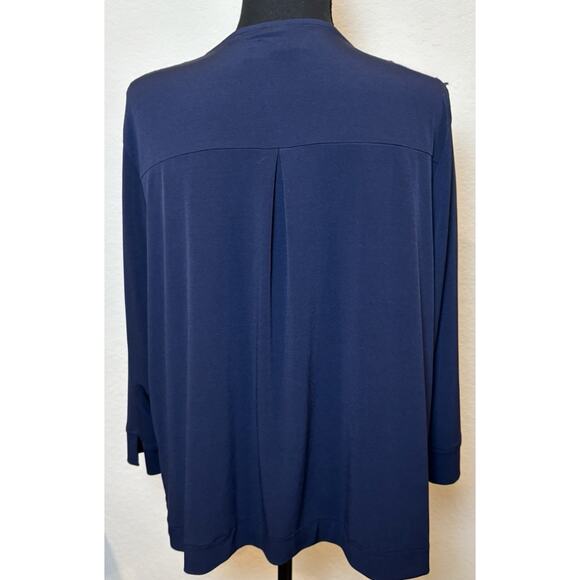 Easywear By Chico's Womens Navy Blue Open Front Draped Cardigan Size 2 (Large) - Picture 3 of 4
